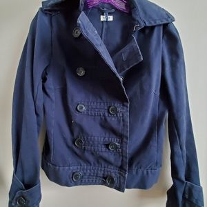 vintage IZOD denim jacket military buttons XS navy